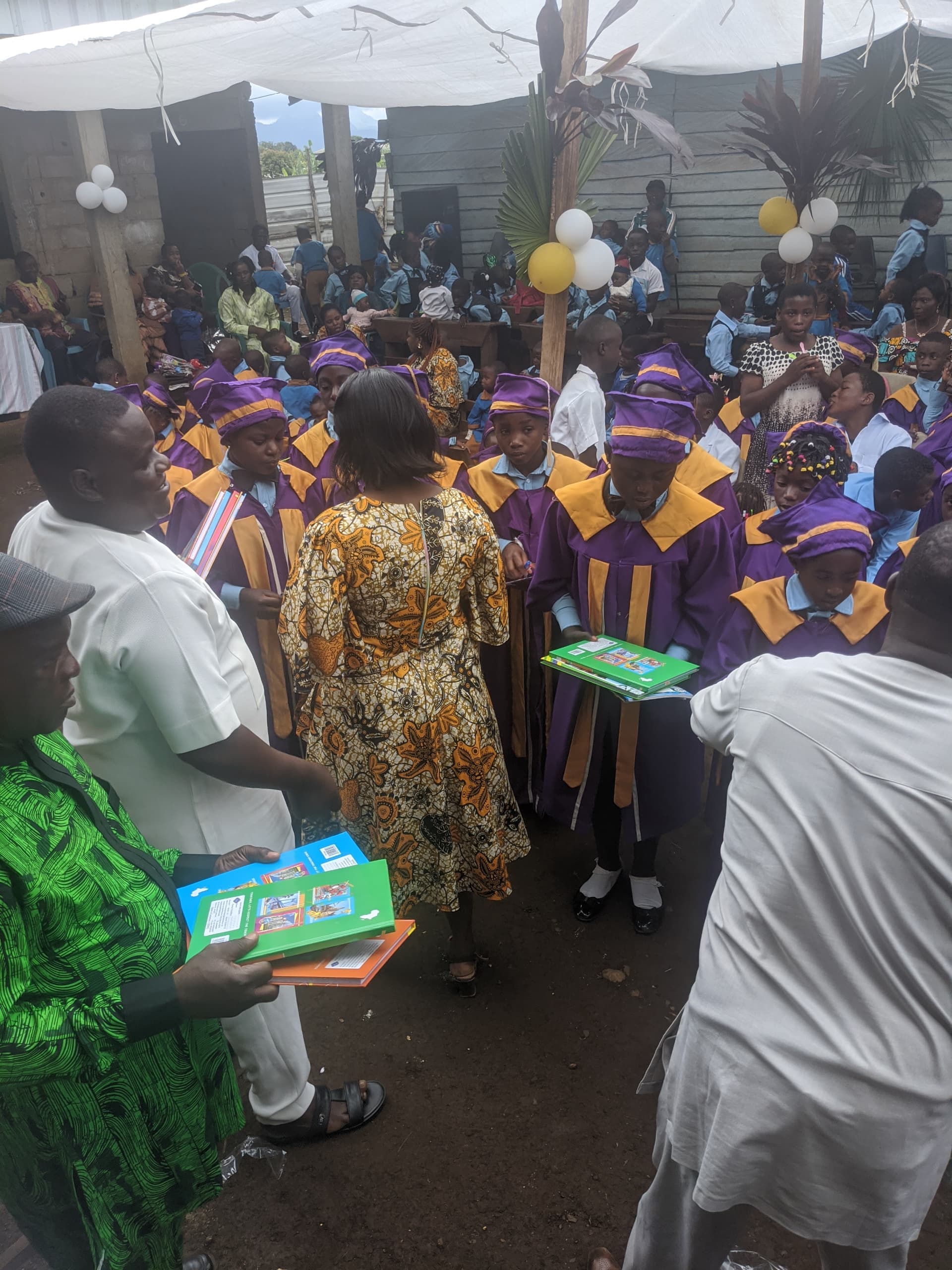 Prize distribution ceremony under the school canopy at CHIEF Bangem